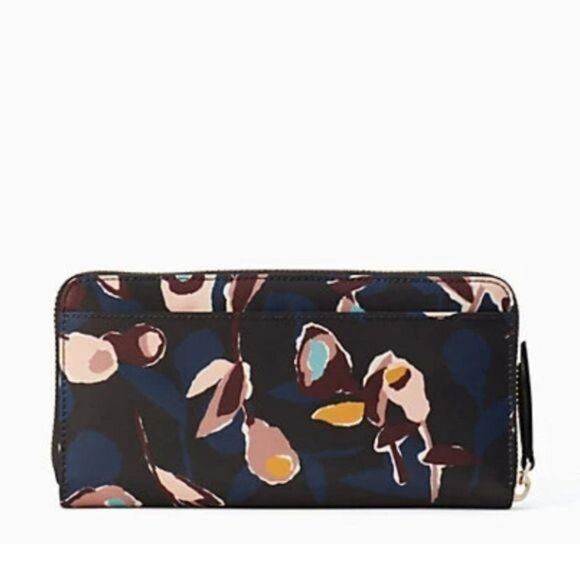 Kate Spade Large Dawn Paper Rose Floral Print Continental Zip Around Wallet - Picture 2 of 13